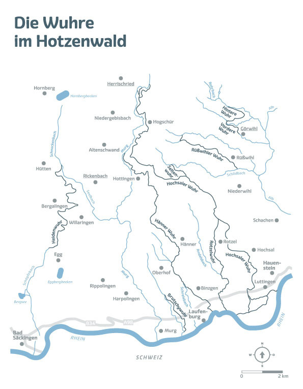 Karte der Hotzenwälder Wuhren Karte der Hotzenwälder Wuhren